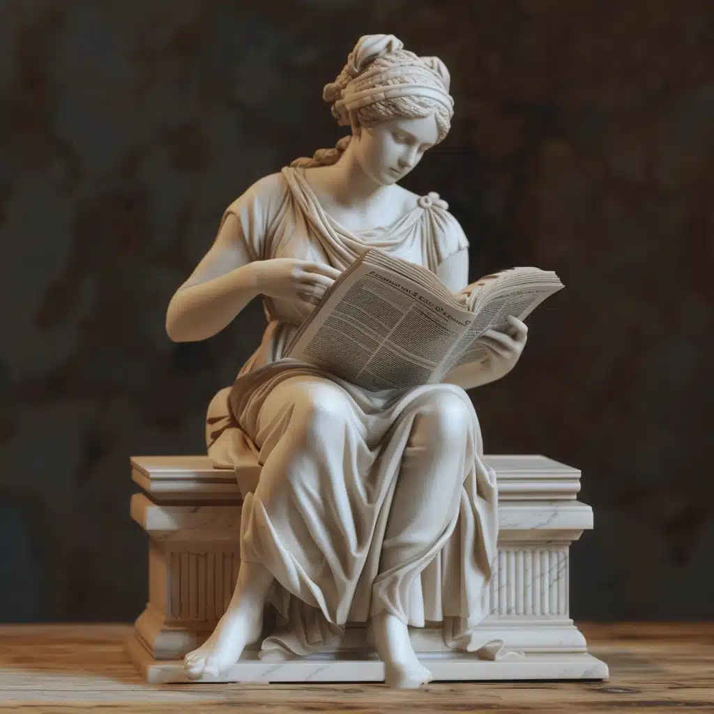 Hellenic statue reading news